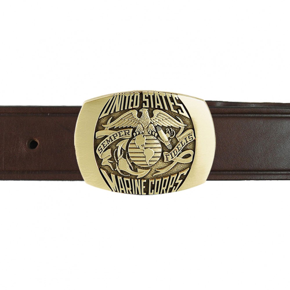 US Marine Corps. Vintage Brass Buckle and 1.5" Leather Belt. IMC Retail